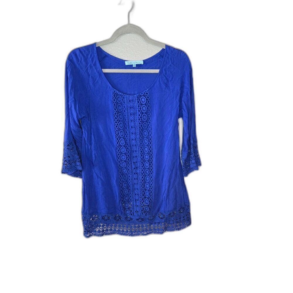Solitaire Swim Women's Blue Crochet Swim Coverup Size Medium